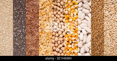 Linien mit verschiedenen Körnern auf weiß Stockfoto