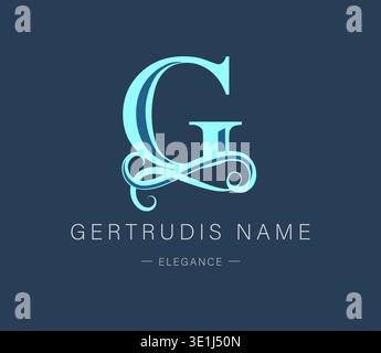 Logo, Großbuchstabe G. Monogramm der botanischen Minimalistik, Initiale. Mit organischen Pflanzenelementen. Stock Vektor