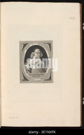Das Album Album „Album z portretami możnowładców świeckich i duchownych“ (ante 1742) enthält 147 Mezzotint- und Kupferstich-Porträts mehrerer Graveure, darunter Martin Bernigeroth (1670–1733) und Johann Alexander Boener (1647–1720). Der historische Fotodruck dokumentiert die Bindung, das Seitenlayout und den grafischen Inhalt des Albums zur Archivierung. Stockfoto