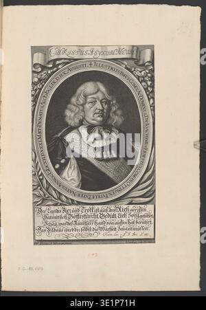 Album z portretami możnowładców świeckich i duchownych ist ein historisches Album mit Porträtstichen, die Adelige und Geistliche darstellen und vor 1742 entstanden sind. Das Buch enthält etwa 147 gravierte Bilder, die durch Mezzotint- und Kupferstichtechniken von europäischen Stechern wie Sebastian Furck und Johann Caspar Höckner hergestellt wurden. Das archivierte Fotoalbum dokumentiert eine fotografierte Seite aus dem historischen Druckalbum. Stockfoto