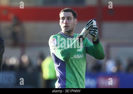 Fleetwood, Großbritannien, 14. März 2026. Marko Marosi von den Tranmere Rovers applaudiert die Fans während des Spiels der EFL Sky Bet League Two zwischen Fleetwood Stockfoto