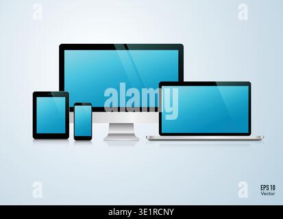 Realistische digitale Geräte für Modelle oder Dekorationen Stock Vektor