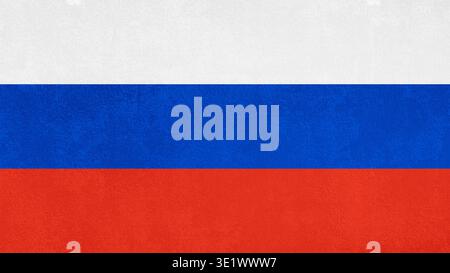 Russische Flaggenfarben im Grunge-Textureffekt als Hintergrund- oder Designelement. Nationalflagge Russlands. Abbildung Stockfoto