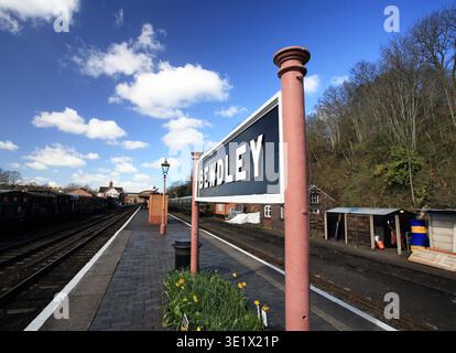 Der Bahnsteig am Bahnhof Bewdley an der Severn Valley Railway. Stockfoto