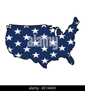 USA Karte Vektor Illustration mit amerikanischer Flagge Sterne Muster Stock Vektor
