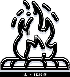 Brennende Flammen auf einem Gitter-Doodle-Symbol-Design Stock Vektor