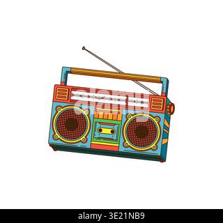 Cartoon Grooviger Musik- oder Soundkassettenspieler Stock Vektor
