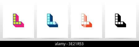 Quadratische Umrisslinie 3D-Anfangsbuchstaben Logo Design L Stock Vektor
