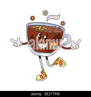 Cartoon groovige Teetasse fröhlicher Charakter Stock Vektor