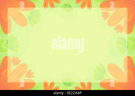 Frühlingsblumenrahmen mit orangen Blumen und Grunge Textur Vektor Illustration. Stock Vektor