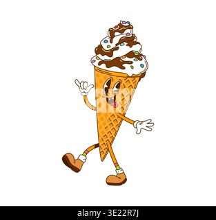 Cartoon-Eiscreme oder Retro-Eis-Charakter Stock Vektor