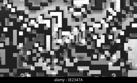 Schwarzweiß-Pixel-Glitch und digitaler Rauschhintergrund Stockfoto