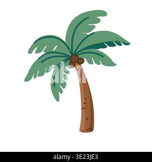 Palmenillustration, tropische Sommerpflanze in farbenfrohem Stil Stock Vektor