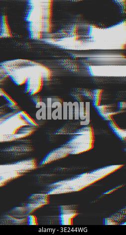 Glitch-Textur mit RBG-Teilung und Scanlinienverzerrung Stockfoto