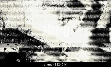 Glitch-Textur mit Scanline-Artefakten und Grunge-Verzerrung Stockfoto