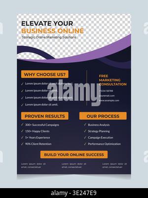 Digitale Marketing-Flyer-Vorlage für Unternehmensförderung – Moderne Online-Marketing-Agentur Poster Design Stock Vektor
