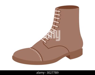 Braunes flaches Paar mit großer Spitze für Damen. Gepolsterter Kragen mit Stollenprofil Wandern, roter Teppich, Fotoshooting, Abenteuer. Technische Mode Illustration CAD Modell glatte Vektor Männer Unisex isolierter Stil Stock Vektor