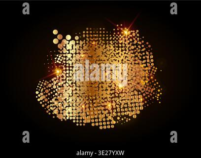 Goldgrunge Halbtonpunkt. Goldener gepunkteter Pinselstrich bg Stock Vektor