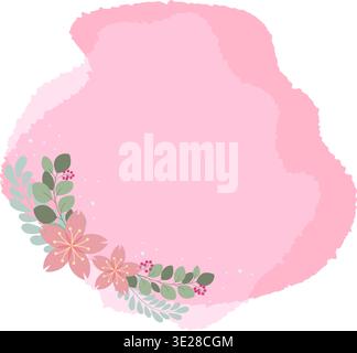 Pfirsichrosa Abstraktes Muster Mit Blumen Und Grünen Blättern Stock Vektor