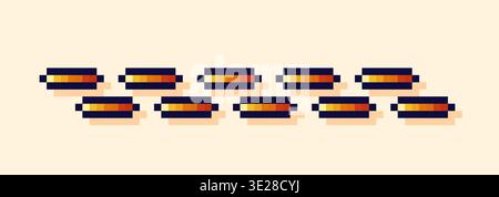 Pixel Art Yellow Laser BLAST Trace im Raum. Stock Vektor