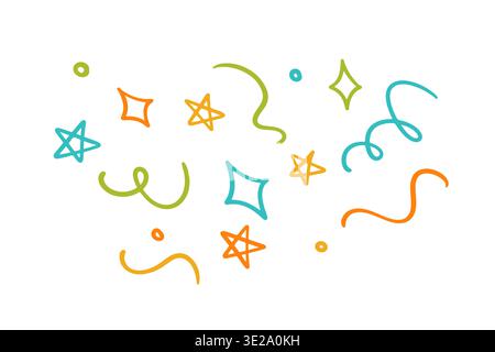 Konfetti-Kritzellinie Formen Vektor-Illustration Stock Vektor