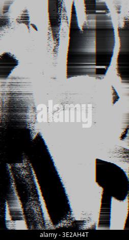 Glitchtextur mit Scanline-Verschiebung und chromatischen Aberrationsartefakten Stockfoto