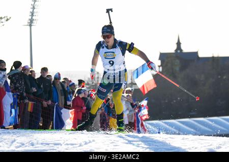 Oslo 20260319. Anna Magnusson aus Schweden im 7,5-km-Sprint der Frauen beim Biathlon-Weltmeisterschaft in Holmenkollen am Donnerstag. Foto: Heiko Junge / NTB dieser Text wird automatisch übersetzt Stockfoto