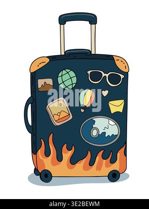 Reisekoffer mit Rädern Illustration, modernes Gepäck für den Urlaub Stock Vektor