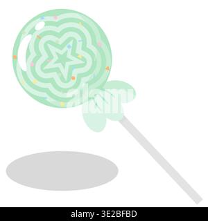 Eine hochwertige Vektor-Illustration eines süßen Minzlutscher mit Sternmustern und bunten Streuseln. Isoliert auf weißem Hintergrund, perfekt für Stock Vektor