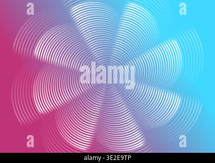 Abstrakter blaurosa Propeller lineare Kreise abstrakter Hintergrund. Vector Minimal Technology Design Stock Vektor