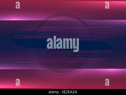 Helle lila Minimal Tech Linien und Kreise abstrakt futuristisch leuchtenden Hintergrund. Vector Digital Art Design Stock Vektor