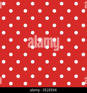 Roter Hintergrund mit weißen Polka Dots. Nahtloses Muster perfekt für Branding, Hintergründe, Textilien, Papier, Stoff Stock Vektor