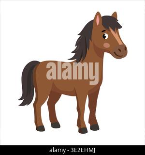 Glückliche braune Pferdecartooncharaktervektor-Illustration für Design Stock Vektor