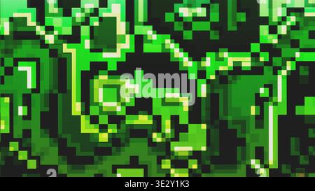 Grüner Pixelfehler mit digitaler Textur und Neonfehler-Artefakten Stockfoto