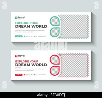Elegante Vorlage für Timeline-Cover und Webbanner für Reisen und Tourismus in sozialen Medien. Modernes Design für Profilheader, Website-Header, Online-Promotion Stock Vektor
