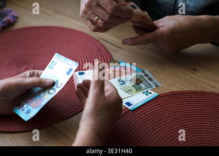 Haushalt bei einem pensionierten Paar. Stockfoto