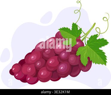 Frischer Haufen roter Trauben mit grünen Blättern Stock Illustration Stock Vektor