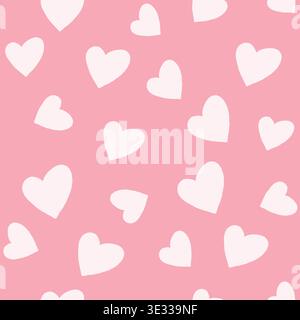 Nahtloses Muster mit handgezeichneten Kritzelrosa Herzen auf rosafarbenem Hintergrund einfaches romantisches Design für valentinstag Geschenkpapier Textildruck Tapete Stock Vektor
