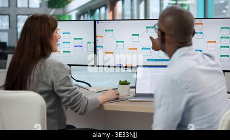 Young African Manager Verwendet Digitale Software Für Die Strategische Workflow-Planung Stockfoto