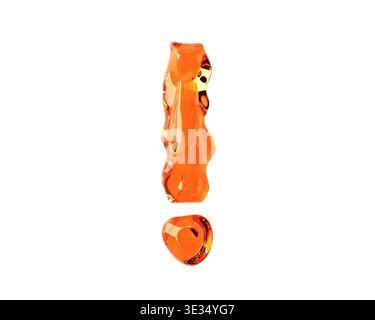 Symbol aus orangefarbenem, wellenförmigem bernsteinfarbenem Material. 3D-Abbildung eines roten Alphabets auf weißem Hintergrund Stockfoto