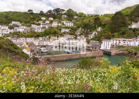 Polperro Hafen und Dorf, Cornwall, UK Stockfoto