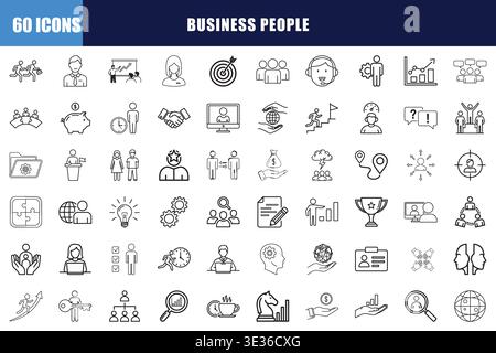 Minimale Anzahl von Geschäftsleuten im Konturvektorstil, die die Kommunikation der Teamarbeit und den Office-Workflow für die Infografik zum ui-Design zeigen Stock Vektor