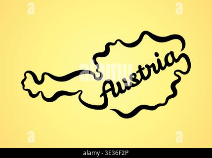 Karte von Österreich - Form und Name in einer Zeile Stock Vektor