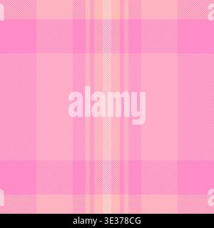 Outfit Textur nahtloser Hintergrund, Material Karomuster Stoff. Handgefertigtes Tartan-Textil-Vektor-Plaid in rosa und roten Farben. Stock Vektor
