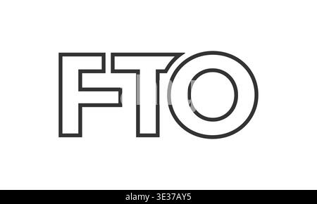 FTO-Logo-Designvorlage mit starkem und modernem, fettgedrucktem Text. Anfänglich basierter Vektorlogotyp mit einfacher und minimaler Typografie. Trendige Firmen-ID Stock Vektor