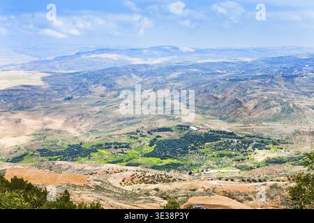 Blick auf das versprochene Land vom Berg Nebo in Jordanien Stockfoto
