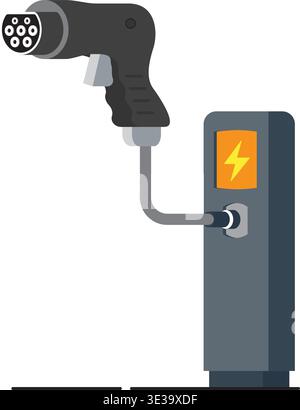 Ladestation des Elektroautos Öko-Transportkonzepts (Stock Illustration). Stock Vektor