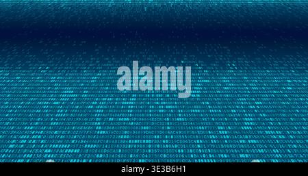 Eine minimalistische Komposition mit einem abfallenden Gitter aus Binärziffern, die in den offenen Raum übergehen. Diese visuelle Metapher für Datenverlust oder gefiltert Stock Vektor