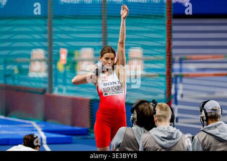 Adrianna Sulek-Schubert aus Polen, die am 22. März 2026 in Torun in Torun, Polen, am 3. Tag der Leichtathletik-Hallenweltmeisterschaft Kujawy Pomorze 2026 in der Kujawsko Pomorska Arena Torun teilnahm. (Foto: Marcel ter Bals/MTB-Photo/Alamy Live News) Stockfoto