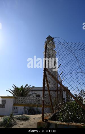 Trafalgar Leuchtturm am cape trafalgar. Faro de Trafalgar in Cabo de Trafalgar, Barbate, Andalusien, Spanien, Europa. Stockfoto